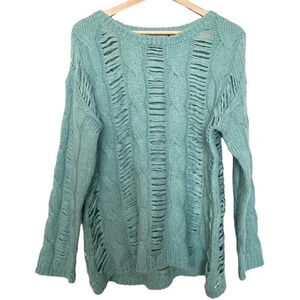 Stella McCartney Cable Knit Distressed Sweater Oversized